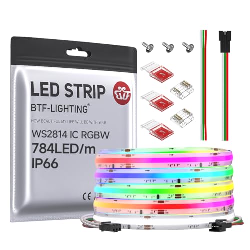 BTF-LIGHTING FCOB IP66 COB LED Strip WS2814 IC RGBW 6000K
