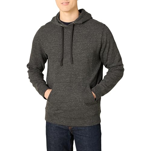 Amazon Essentials Men's Lightweight Long-Sleeve French Terry Hoodie, Charcoal Heather, Large