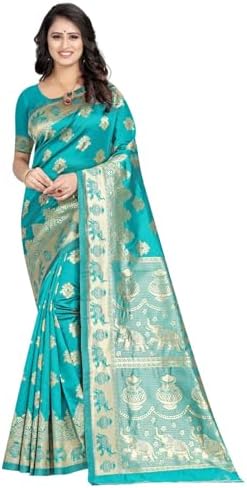 Women's Pure Soft Kanjivaram Silk Saree Banarasi Design Style with Blouse Piece for Wedding (Pari9016-51)