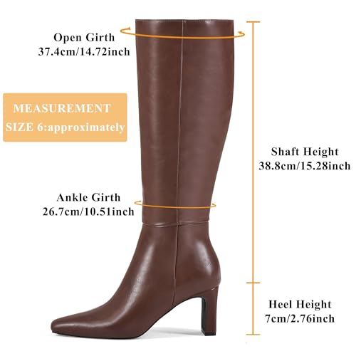 Image of GENSHUO Knee High Boots for Women Comfy Flat Heel Vintage Square Toe Fall Winter Solid Side Zipper Costume Knight Booties