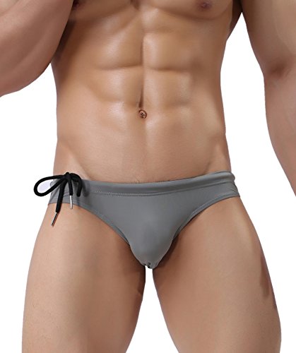 Men's Fashion Low-Rise Swimming Briefs Pure Color Bikini Swimwear 1156