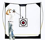 Large Practice Golf Net with Adjustable Target, Thick Netting and Easy to Assemble Tubular Frame, for Indoor or Outdoor use. Includes pegs