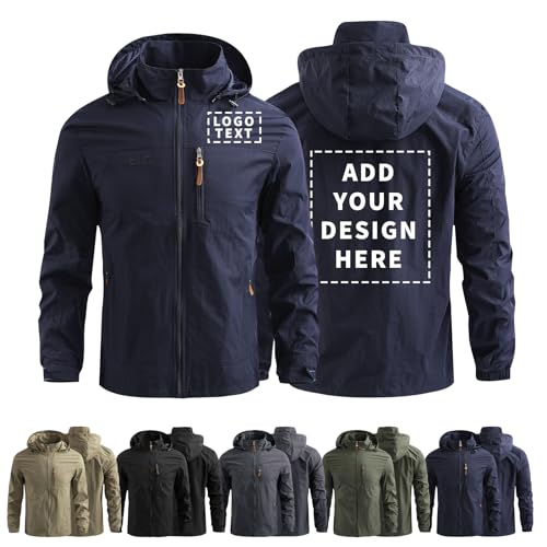 Personalized Men's Waterproof Raincoat Custom Lightweight Hooded Jacket Hiking Coat Softshell Windbreaker3
