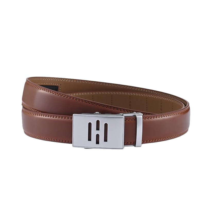 Image of HALDEN BURLEY Belts For Men Leather Original (Free Size Fits Up to 44 Inch Waist) Ratchet Straps, Unique Magnetic Auto-lock Buckle Formal Belts For Men