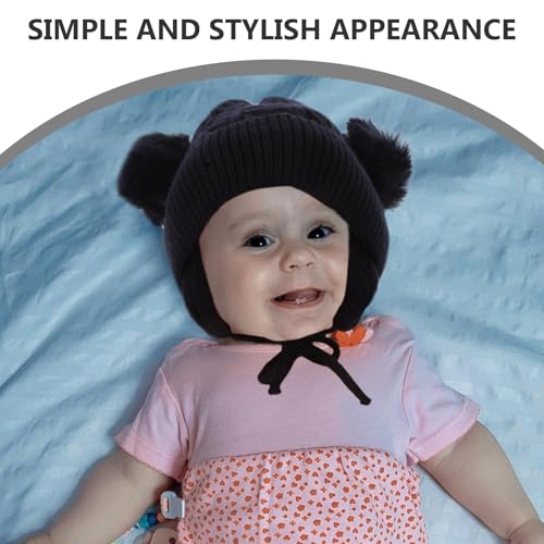 Lurrose Baby Pom Pom Beanie: Toddler Winter Ear Protection Cap - Chunky Knit Winter Hat with Fold-Up Brim for Snow Play & Outdoor Sports4