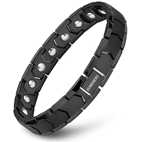 Magnetisches Armband，Herren Magnetarmband, Titan Stahl Magnettherapie Armband, Voll Magnetisches Armband mit 18 Magneten,Statische Elektrizität Entfernen, (Schwarzes Magnetarmband)