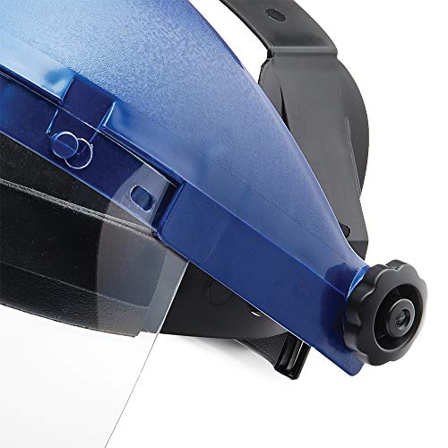 Sellstrom Single Crown Safety Face Shield Mask With Universal Hard Hat Slot Adapter, Clear Tint, Uncoated, Blue Crown Face Shields, 8" X 12" X .04”, 39210 #TOP5