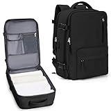 VECAVE Mochila de viagem para laptop, aprovada para voos, esportiva, universitária, casual, A - Preto, Large