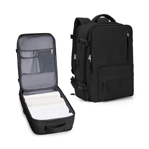 Carry-On-Backpack-for-Women-Large-Travel-Backpack-Flight-Approved-Waterproof-17-Inch-Laptop-Backpack-Business-Work-Backpacks-Men-Mochila-De-Viaje-Black Carry On Backpack for Women, Large Travel Backpack Flight Approved, Waterproof 17 Inch Laptop Backpack Business Work Backpacks Men Mochila De Viaje, Black