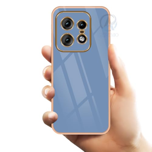 Image of AESTMO Back Case Cover for Moto Edge 50 Pro 5G Back Cover | Gold Electroplating Chrome | Raised Edges | Super Soft-Touch | Bumper Back Case for Moto Edge 50 Pro 5G (Gold & Blue)