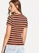 Milumia Women's Casual Multi Striped Ribbed Knit Short Sleeve Tee Knit Top Tshirt Multicolor Red Small