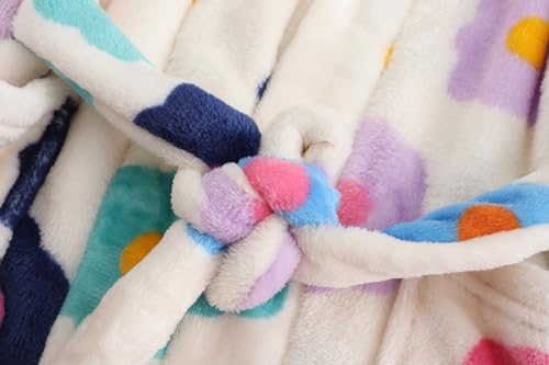 Btpeihtd Kids Hooded Bathrobe Girls Soft Plush Hooded Flannel Pajamas Sleepwear Boys Spa Robe Rainbow Flower 5-6 Years thumb #5