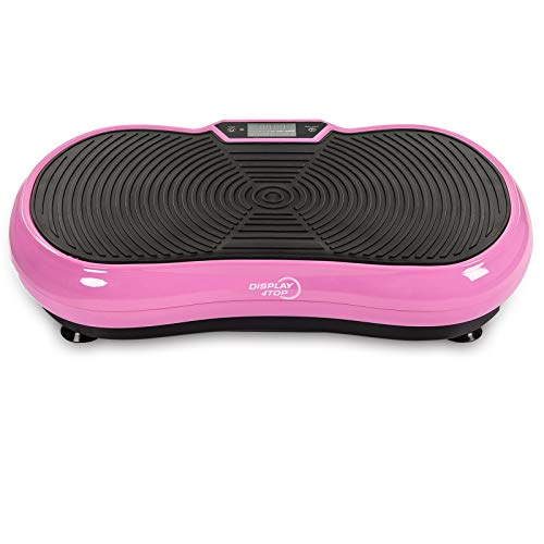 Display4top Plataforma Vibratoria Ultra Delgado, 5 Programs + 180 Levels, Plataformas vibración para Fitness y pérdida de Peso en casa, Tener Altavoz Bluetooth, Carga máxima de 150kgs (Rosado)