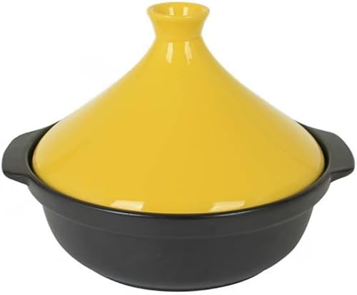 Vilom 日本のタジン鍋 家庭用 キャセロール セラミック鍋 スープ 蒸し器 キッチン用品 蒸し器・せいろ 熱伝導が速い 均一加熱 おしゃれ タジン鍋 料理鍋 煮込み 蒸し調理 省エネ 多用途 (小さい,イエロー)