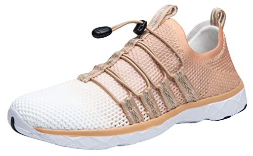 DLGJPA Men's Quick Drying Water Shoes Gradient Color for Beach or Water Sports Lightweight Slip On Walking Shoes Yellow Gradient 9.5