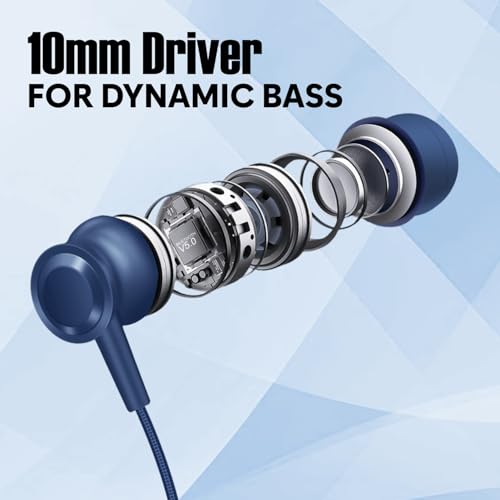 Image of TP TROOPS Wireless in-Ear Neckband Bluetooth Earphones with 10mm Drivers, Rich Music Experience, Above 20 Hours Playtime, Type C Fast Charging, Neckband Earphones with Voice Assistant (Blue)