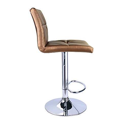 Leader Accessories Bar Stool, Hydraulic Square Back Diagonal Line Adjustable Bar Stools, Set Of 2 (Gold) #TOP5