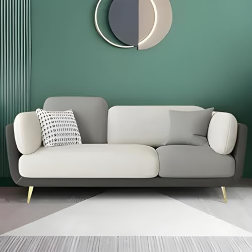 Image of Velvet Contemperory Sofa with Cushion Chaise Lounge Sectional Sofa Perfect for Living Room & Bedroom Guests Home & Office (Velvet Grey & Cream), 3 Seater
