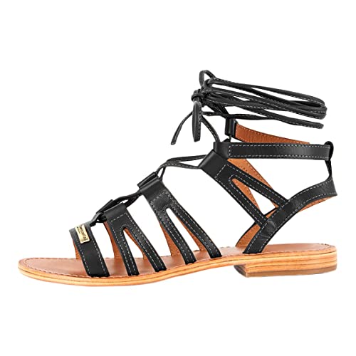 Les Tropéziennes par M Belarbi sandales cuir femme Hercule nu-pieds chic noir