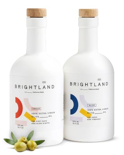 Brightland The Duo Extra Virgin Olive Oils - Cold-Pressed Made with Early-Harvest Arbequina and Arbosana Olives, 12.7 fl. oz. Bottles (Pack of 2)