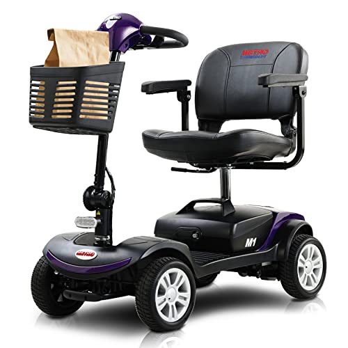 All Terrain Mobility Scooters For Seniors Folding Mobility Scooters With Headlight, Basket, Thoughtful Gifts For Parents For Hanging Out And Traveling, Dark Purple #TOP2