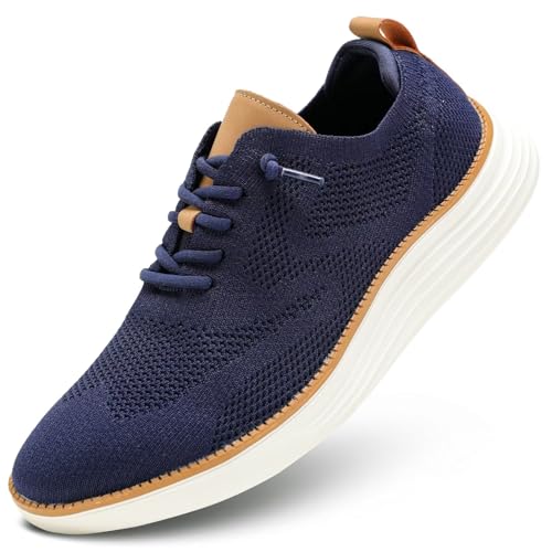 Zapatos de negocios azul oscuro en malla transpirable para hombre