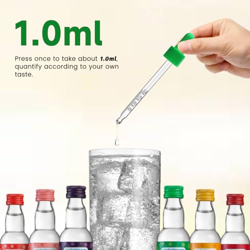 6Pcs for Bubly Drops Flavors Sodastream Glass Dropper Pipettes Compatible with Bubbly Drops Bubly Sodastream Drops for Sodastream Bottle Accessories Suit for Soda Stream Flavors Syrup-Colorful