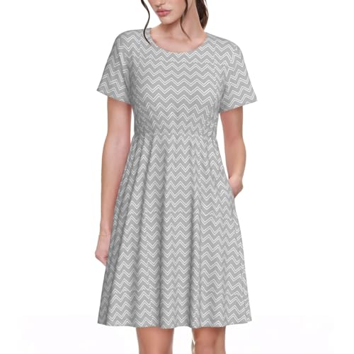 Robe d'été décontractée anti-chaleur fluide et légère à rayures grises