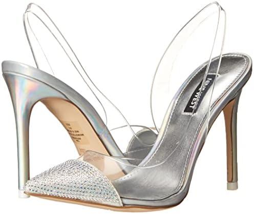 Nine West Women's FRANCIN3 Pump, Clear/Silver, 8 | Image 6