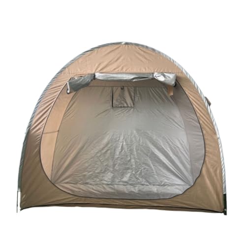 wyazziv バイクカバー 収納 210D オックスフォード 防水 屋外 折りたたみ 大型 1-4人用 シルバーコーティング 保管庫 保護 (200x80x165cm,カーキ)