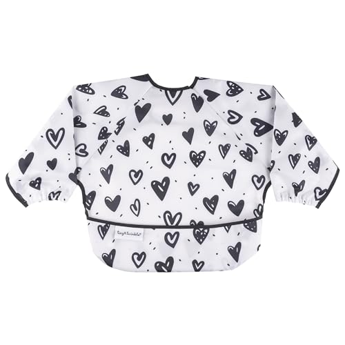 Tiny Twinkle Long Sleeve Bib for Babies & Toddlers | Waterproof Smock Bib for Eating | Machine Washable & Mess-Proof Feeding Essentials | Newborn Shower Gift (Hearts, 6–24M)