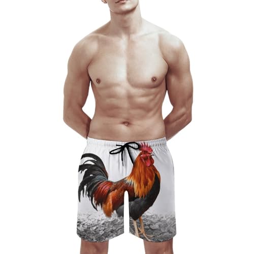 Mens Shorts Chicken Rooster Men Swim Trunks Quick-Dry Beach Shorts with Drawstring Pocket Bathing Suit3