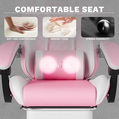 Image of Ergonomic Video Gamer Chairs Gaming Computer Chairs Gamer Chairs for Adults Massage Lumbar Support Swivel Height Adjustable Headrest Backrest