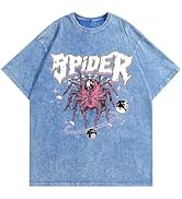 AugYew Graphic Tees Streetwear Tshirts Vintage Unisex Cotton Acid Washed Oversized T-Shirts Summe...