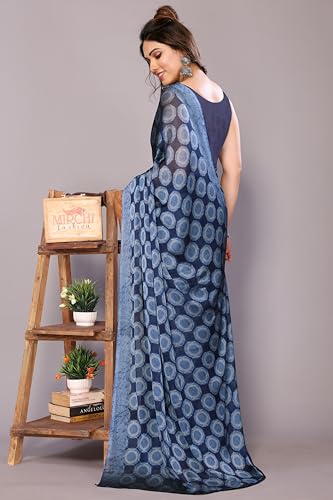 Image of MIRCHI FASHION Women Saree Chiffon Flower Print | Breathable Lightweight Sari for Office and Daily Use with Unstitched Blouse Piece (Available in 30 Styles)