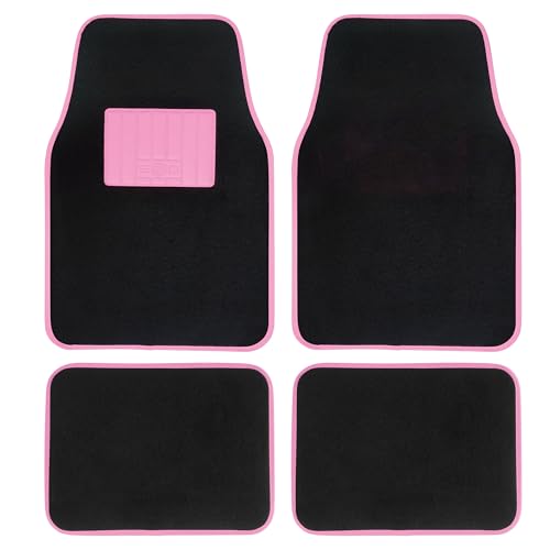 Tapis en Moquette universels pour Voiture avec taloraine en Caoutchouc Bord Couleur Rose Tapis antidérapants et lavables Avant 45 x 65 cm arrière 44 x 33 cm