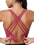 High Impact Sports Bra for Women High Support Molded Cups Strappy Women’s Sports Bra for Workout,Training and Running Red