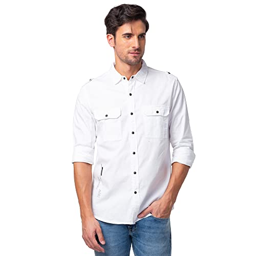 Image of Spykar Men's Slim Fit N /A Full Sleeve Solid Casual Shirts