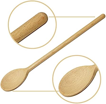 12 Inch Long Wooden Spoons for Cooking - Oval Wood Mixing Spoons for Baking, Cooking, Stirring - Sauce Spoons Made of Natural Beechwood - Set of 4