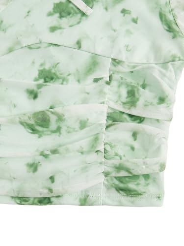 Image of Verdusa Girl's Floral Print Square Neck Lettuce Trim Long Bell Sleeve Ruched Tee Top