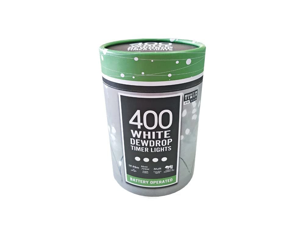 Festive Productions Silver,White Battery Operated Dewdrop Timer Lights - 400 White