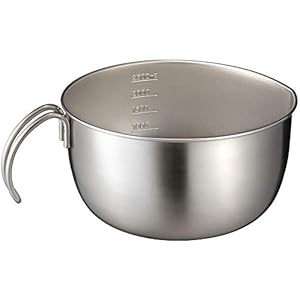 Oaks Leye LS1566 Mixing Bowl with Handle, Stainless Steel, Graduation, Deep Type, Silver, Made in Japan