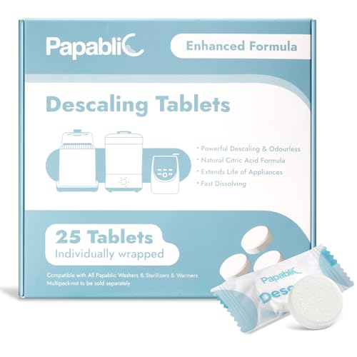 Image of Papablic Descaling Tablets, 25 Count – Compatible with Baby Brezza, Momcozy, Bottle Washer, Warmer, Sterilizer & Formula Maker – Removes Milk & Limescale for Better Performance