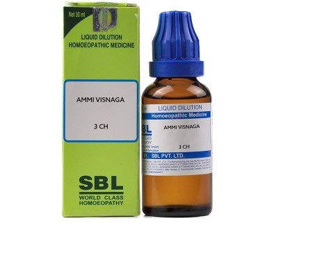 SBL Ammi Visnaga 3 CH (30ml) - Pack Of 1 Bottle & (Free St. George’s Homeopathic ALOE VERA OINTMENT (10g) - Moisturizer for Dry Skin with Every Order)
