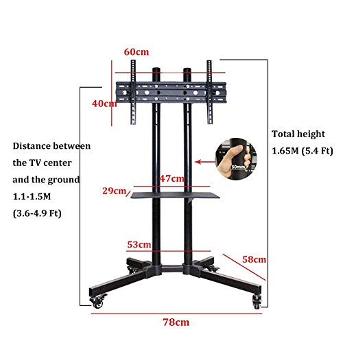 Soporte móvil para TV con ruedas y estante para 32-65 pulgadas miniatura 2