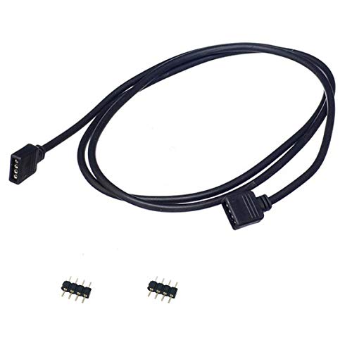 LAIFUNI Under Cabinet Lighting Kit Accessories- 39in LED Lights Extension Cables, 4 Pin 1M Wires, RGB Light Extend Wire (Black 5 Pack)