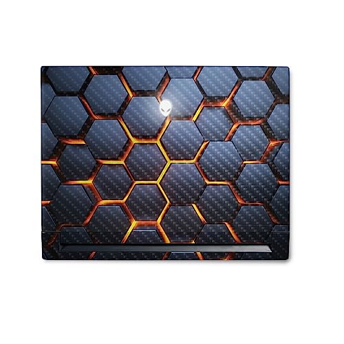 Image of MightySkins Carbon Fiber Skin Compatible with Alienware M18 R1 (2023) Full Wrap Kit - Lava Hex | Protective, Durable Textured Carbon Fiber Finish | Easy to Apply & Change Styles | Made in The USA