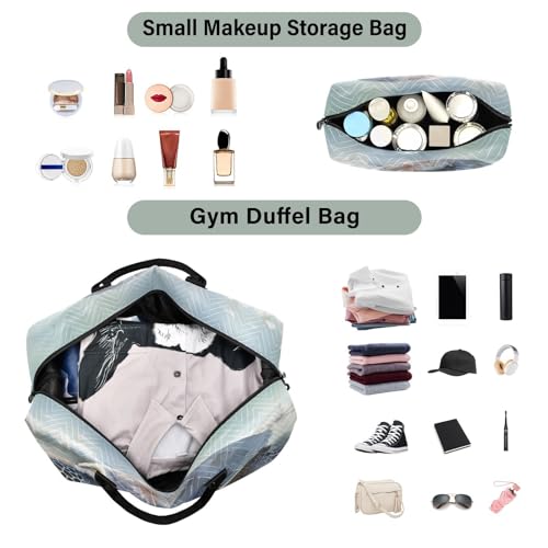 Large Travel Duffel Bag, Turtle on The Beach Sports Tote Gym Bag, Shoulder Weekender Overnight Bag for Women Men, Carry On Luggage with Toiletry Bags4