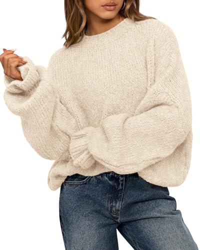 BTFBM Women's Oversized Sweater Crewneck 2025 Fall Winter Long Sleeve Fuzzy Warm Knit Pullover Sweaters Trendy Outfits