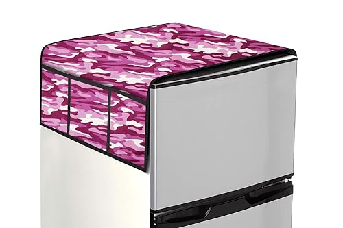Image of The Furnishing Tree Fridge Top Cover Compatible for Samsung RR21C2H25CR /HL, 189 LTR WxL 71x109 in CM Camouflage Pattern Purple